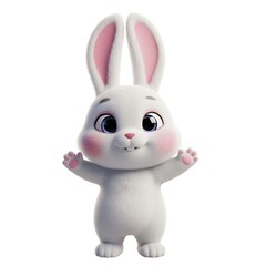 Adorable bunny reaching out with friendly paws on white background, perfect for Easter promotions or cute springtime designs brings joy and cheer
