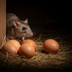 Rat Guarding Eggs - A Rodents Unexpected Treasure.