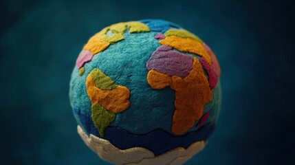 Colorful Felt Earth Globe with Clouds