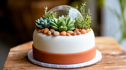 Succulent terrarium cake