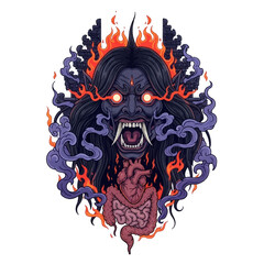 Gothic Demon Vector Find this spooky Balinese Leak vector illustration. A culturally accurate, floating demon head with elegant gradients, fire, and smoke. Perfect for gothic designs.
