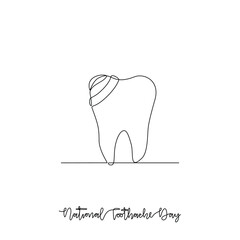 One continuous line drawing of National Toothache Day vector illustration. National Toothache Day theme design concept in simple linear continuous line. Great for healthcare and medical campaign.