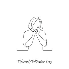 One continuous line drawing of National Toothache Day vector illustration. National Toothache Day theme design concept in simple linear continuous line. Great for healthcare and medical campaign.