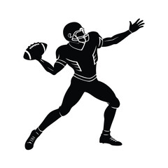 Naklejka premium American football quarterback throwing a football silhouette