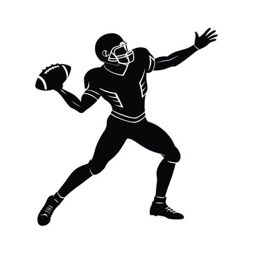 American football quarterback throwing a football silhouette