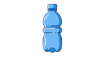 Fototapeta premium A simple blue plastic water bottle with a screw cap, depicted in a clean cartoon illustration style.