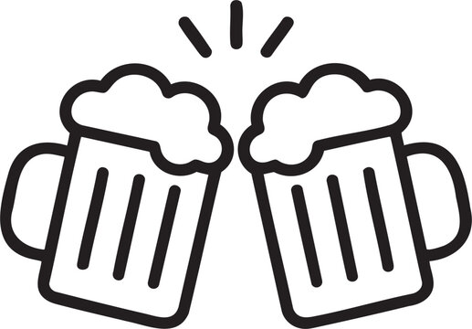  Clinking Beer Mugs Icon Vector &ndash; Cheers Toast | Bar Pub Party Logo