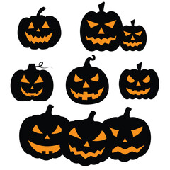 Spooky Jack-o'-Lantern Silhouettes Collection for Halloween