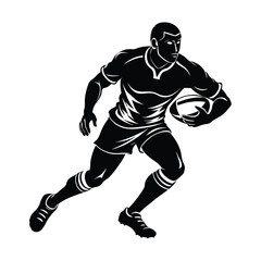 Naklejka premium Rugby Player Silhouette Running With Ball sport athlete