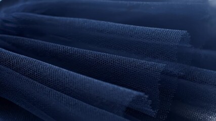 Close Up of Flowing Navy Blue Tulle Fabric, Abstract - Powered by Adobe