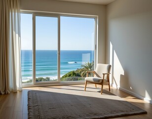 Serene Relaxation Room with Ocean View and Armchair