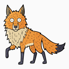 Cartoon maned wolf, kid book illustration, isolated on white background.