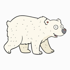Cartoon polar bear, kid book illustration, isolated on white background.