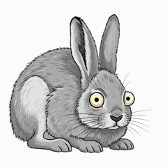 Cartoon arctic hare, kid book illustration, isolated on white background.