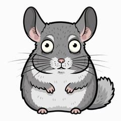 Cartoon chinchilla, kid book illustration, isolated on white background.