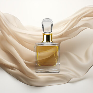 perfume bottle with silk background
