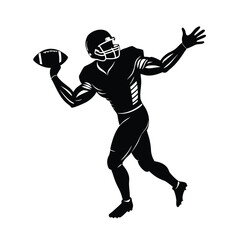 Silhouette of an American football player throwing a pass