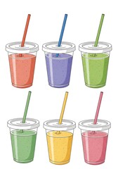 Colorful Smoothie Collection - A Refreshing and Vibrant Drink Assortment.