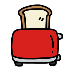 手描き線画のシンプルで可愛いポップアップトーストのイラスト