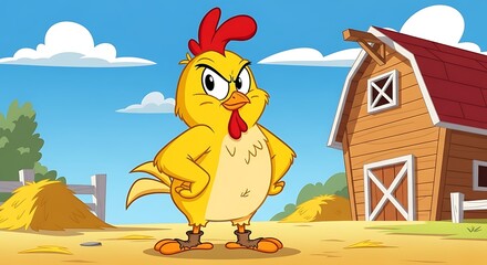 Angry Chicken on the Farm - A Cartoon Character with Attitude.