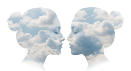 Surreal Mindscape Profile Head Cloudscape Women Silhouette Dreamy Sky