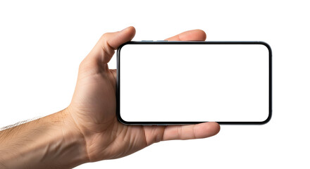 Horizontal Smartphone Mockup Hand Holding Mobile Cellphone Blank Screen