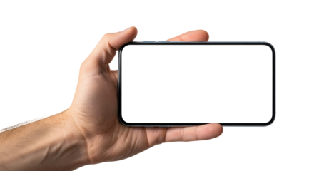 Horizontal Smartphone Mockup Hand Holding Mobile Cellphone Blank Screen