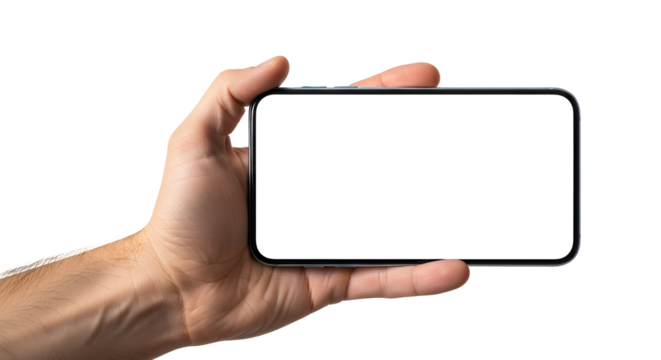 Horizontal Smartphone Mockup Hand Holding Mobile Cellphone Blank Screen