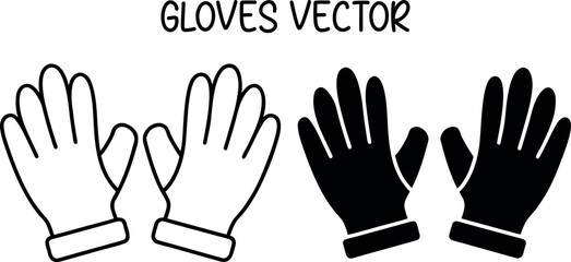 work gloves silhouette vector, rubber hand gloves line art vector, gloves outline, gloves black icon, gloves symbol