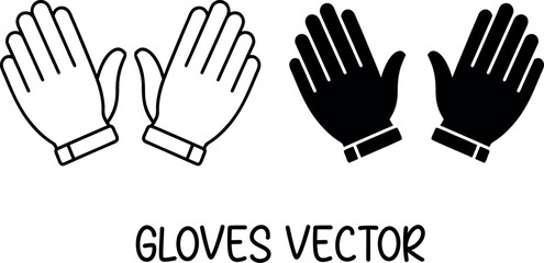 work gloves silhouette vector, rubber hand gloves line art vector, gloves outline, gloves black icon, gloves symbol
