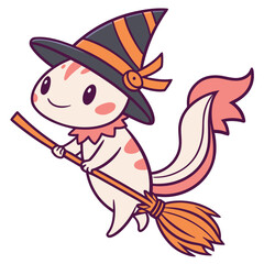Charming SVG of a Bashful Axolotl, styled in a Halloween theme with Spooky Fun hues