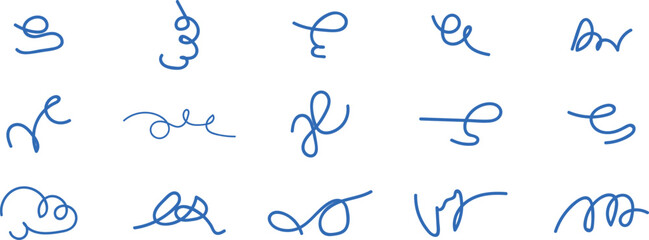 Collection of hand drawn doodle scribble lines isolated on transparent background
