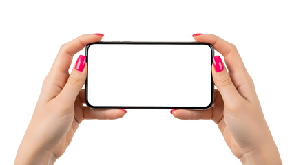 Mobile Phone Mockup in Hands Smartphone Display Template Blank Screen