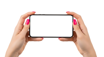 Mobile Phone Mockup in Hands Smartphone Display Template Blank Screen