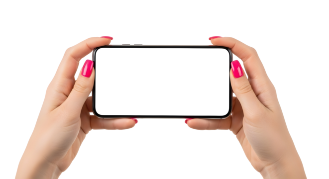 Mobile Phone Mockup in Hands Smartphone Display Template Blank Screen - Powered by Adobe
