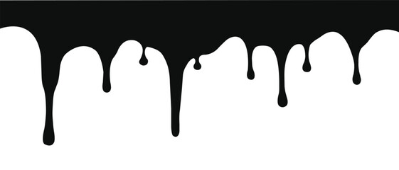 “Black Dripping Paint Effect Melting Fluid Drip Effect Isolated on White Background”