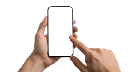 Mobile Phone Mockup with Hand Finger Touching Screen App Display Device