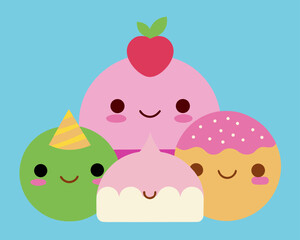 cute kawaii dessert sweets collage