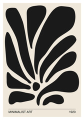 Minimalist poster with abstract art leaf composition in trendy contemporary collage style