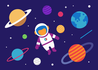Space Astronaut And Planets Collage