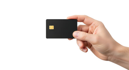 Black Credit Card Hand Holding Finance Banking Payment Debit Secure Chip