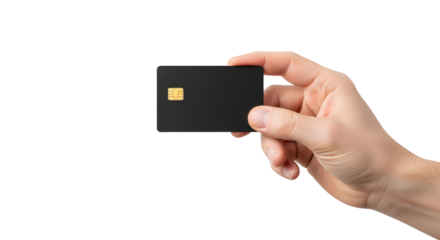 Black Credit Card Hand Holding Finance Banking Payment Debit Secure Chip