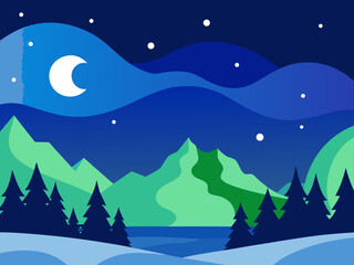 Naklejka premium winter night sky northern lights collage