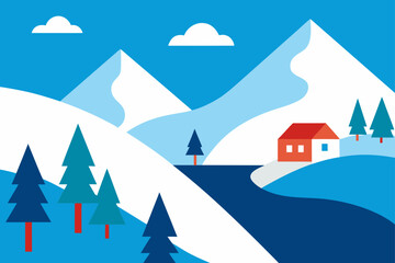 winter ski resort snowy hills collage