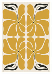 Minimalist poster with abstract art botanical composition in trendy contemporary collage style