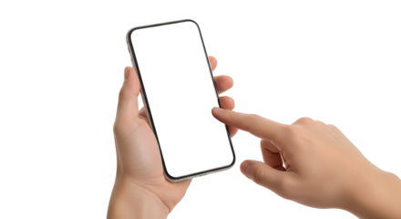 Mobile Smartphone App Display Mockup Hands Holding Blank Screen Device