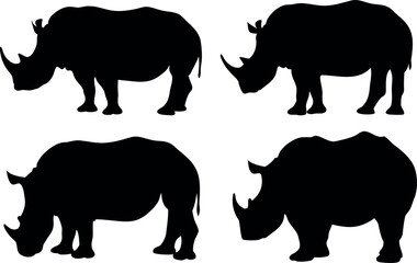 rhino black silhouette vector set, rhino black symbol