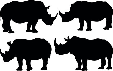 rhino black silhouette vector set, rhino black symbol