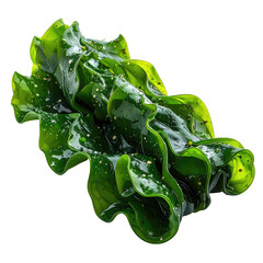 Fresh, vibrant green seaweed, wavy texture, glistening, healthy food