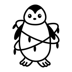 Hand drawn style icon depicting antarctica penguin
